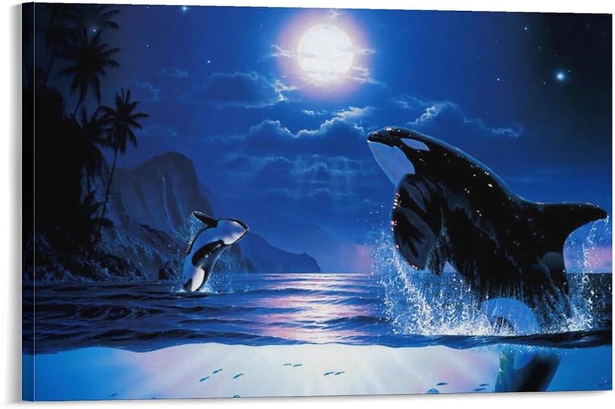 Amazon.co.jp: ラッセン カラフル クジラ シャチ海青空月芸術絵画 Amazon.co.jp: ラッセン カラフル クジラ シャチ海青空月芸術絵画